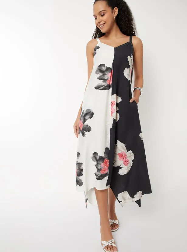 Women Floral Print A-line Midi Dresses